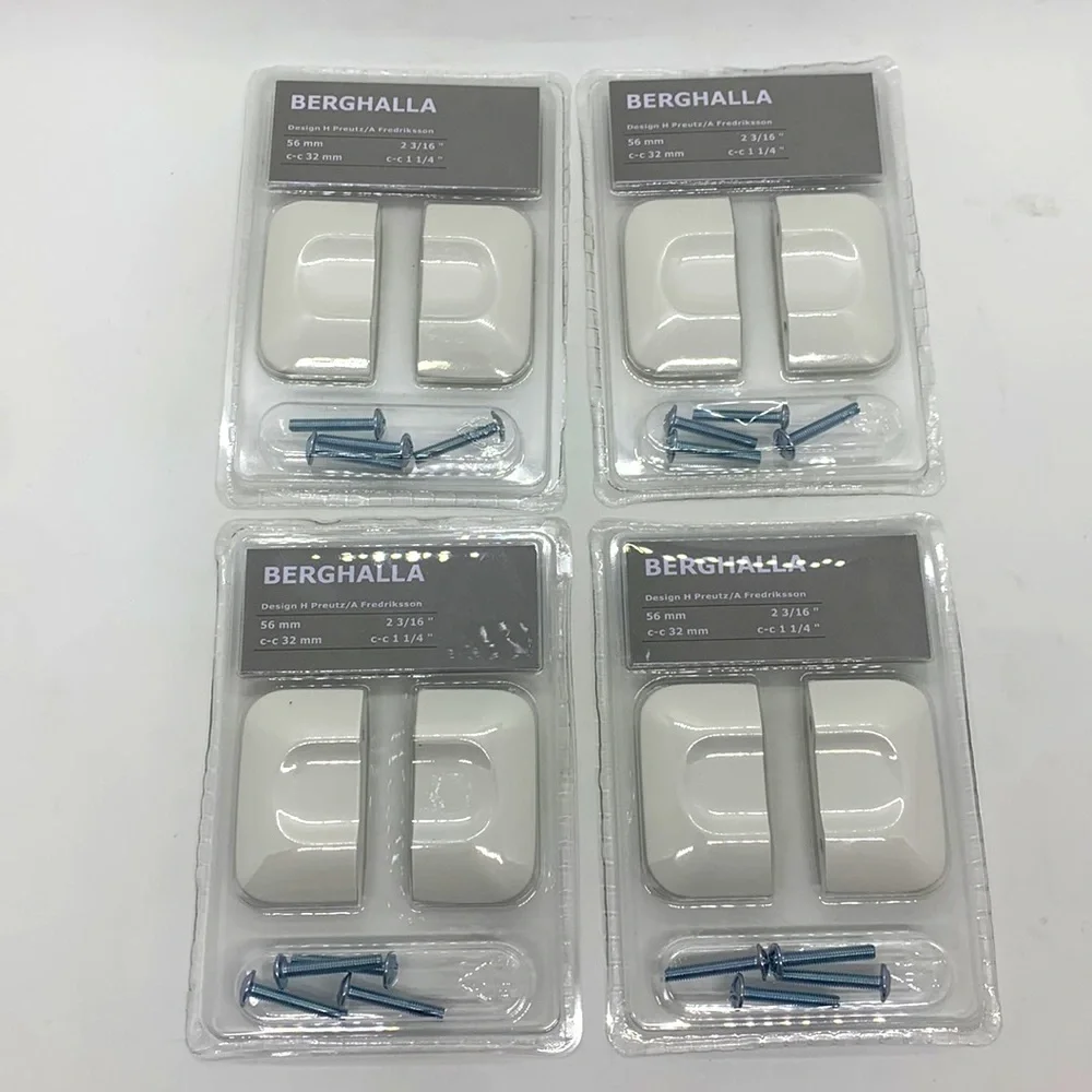 IKEA Berghalla Handles White 2 Pack New (Lot of 4) 56mm 2 3/16 Furniture Door